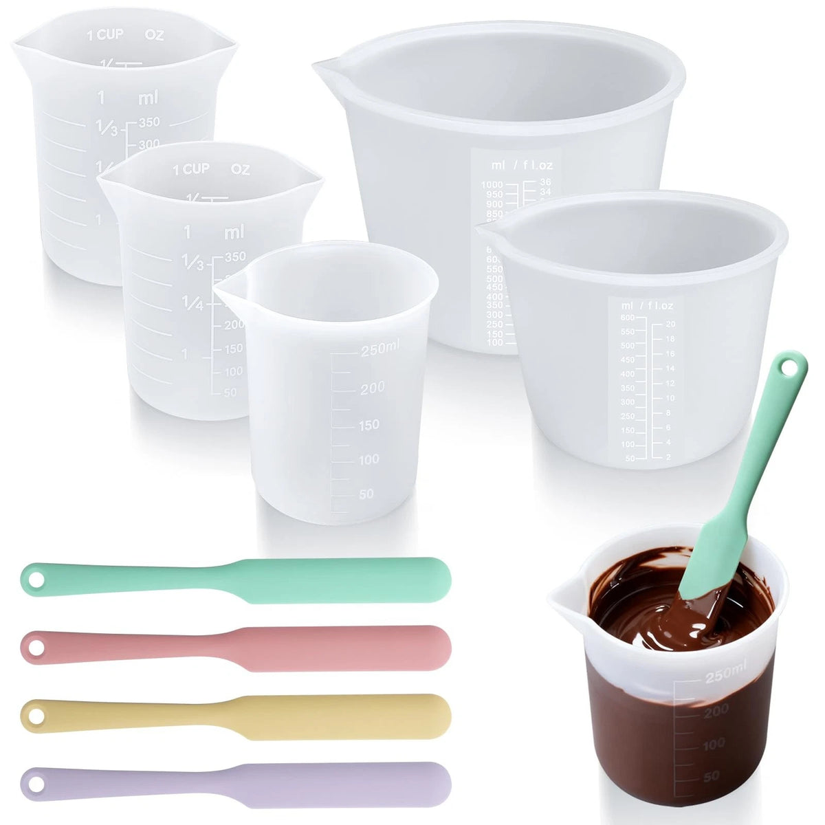 Set of 6 Silicone Measuring Cups for Chocolate Melting