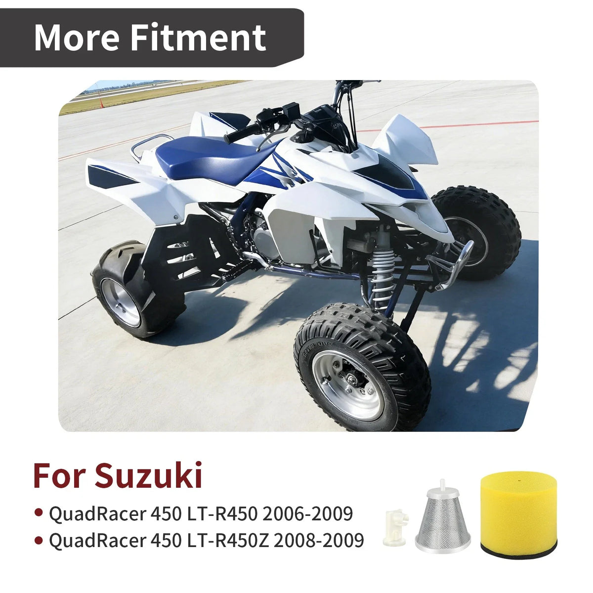 Air Filter w/Cage Holder Stopper for Suzuki Quadracer 450 (2006–2009)