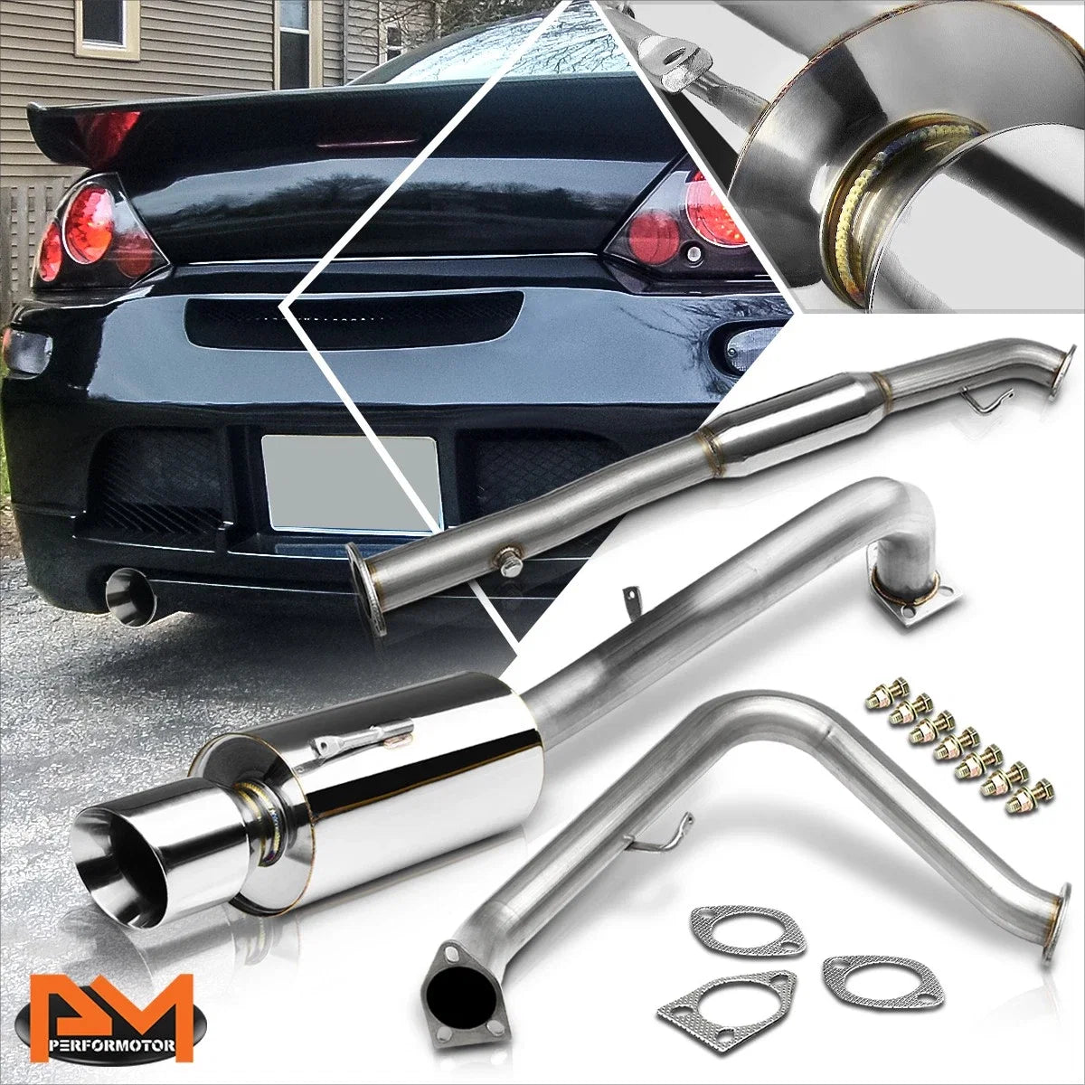 4" Rolled Tip Muffler Catback Exhaust System for Mitsubishi Eclipse (2000–2005)