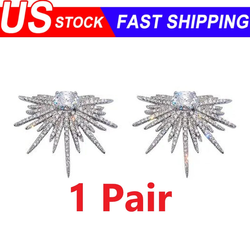 Starburst Crystal Silver Stud Earrings for Luxury Fashion