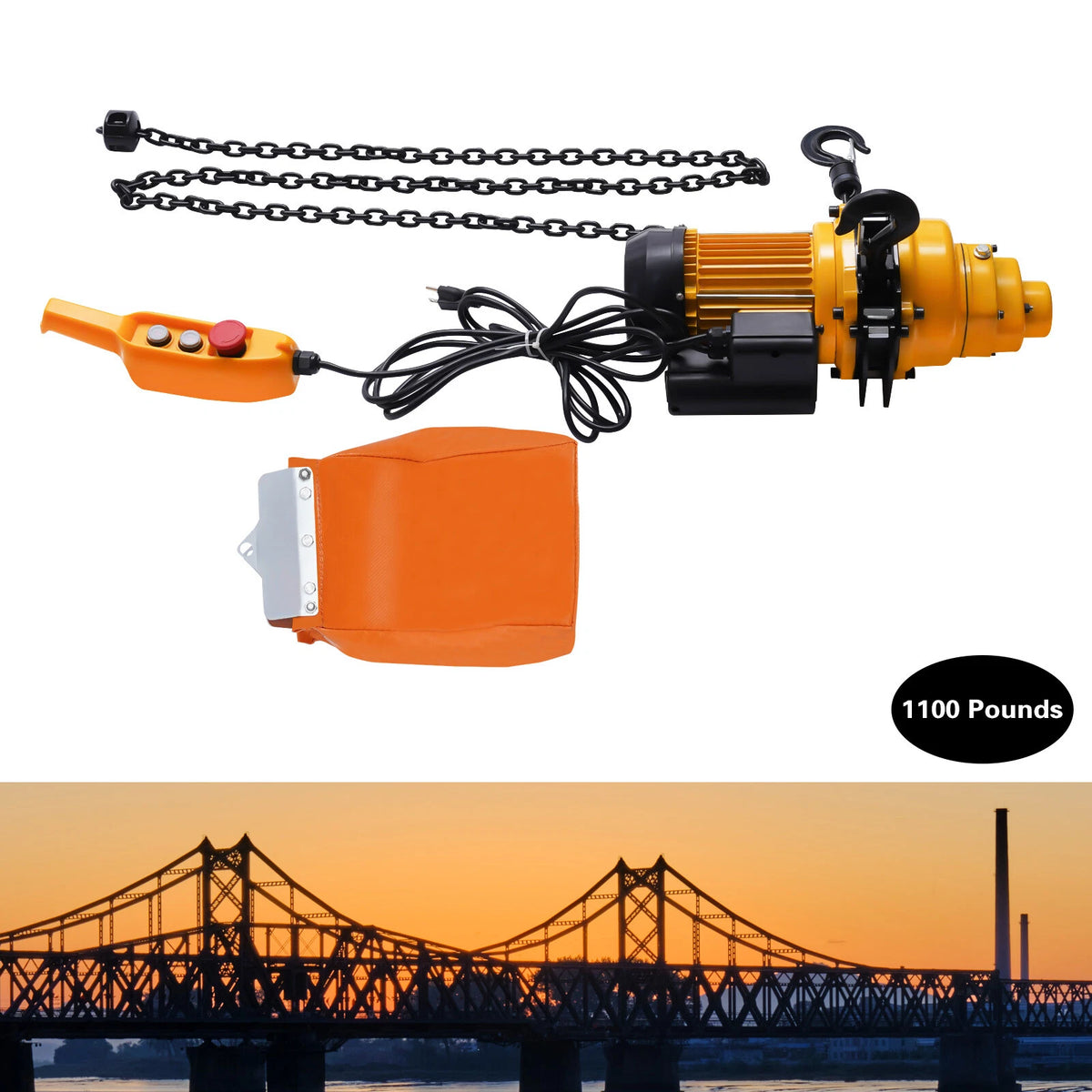 1/2 Ton Electric Chain Hoist 1100Lb 13Ft Wired Remote Control