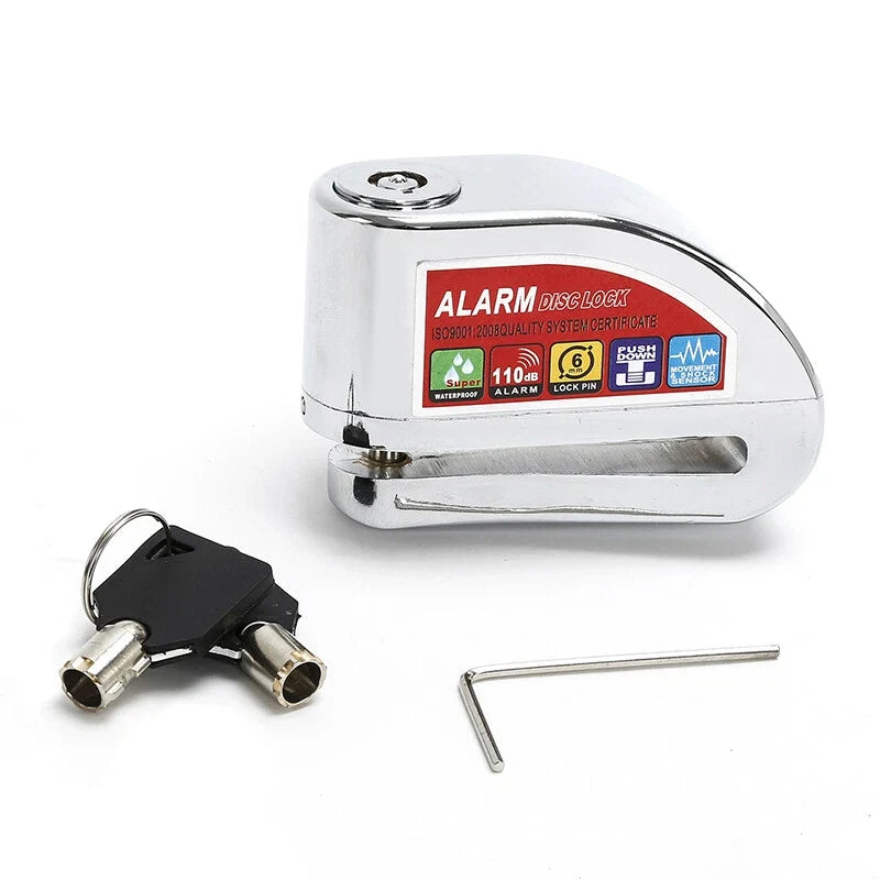 Disc Brake Rotor Lock with Electronic Alarm for Motorcycle Scooter