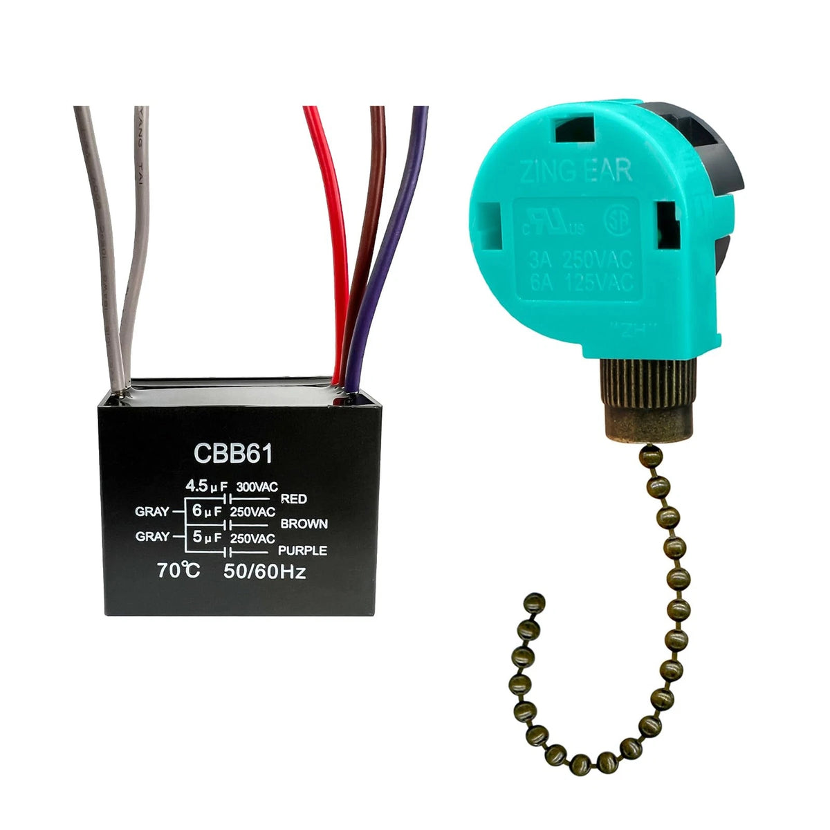 Ceiling Fan Pull Chain Switch for YukiHalu (3 Speed, 4 Wire)