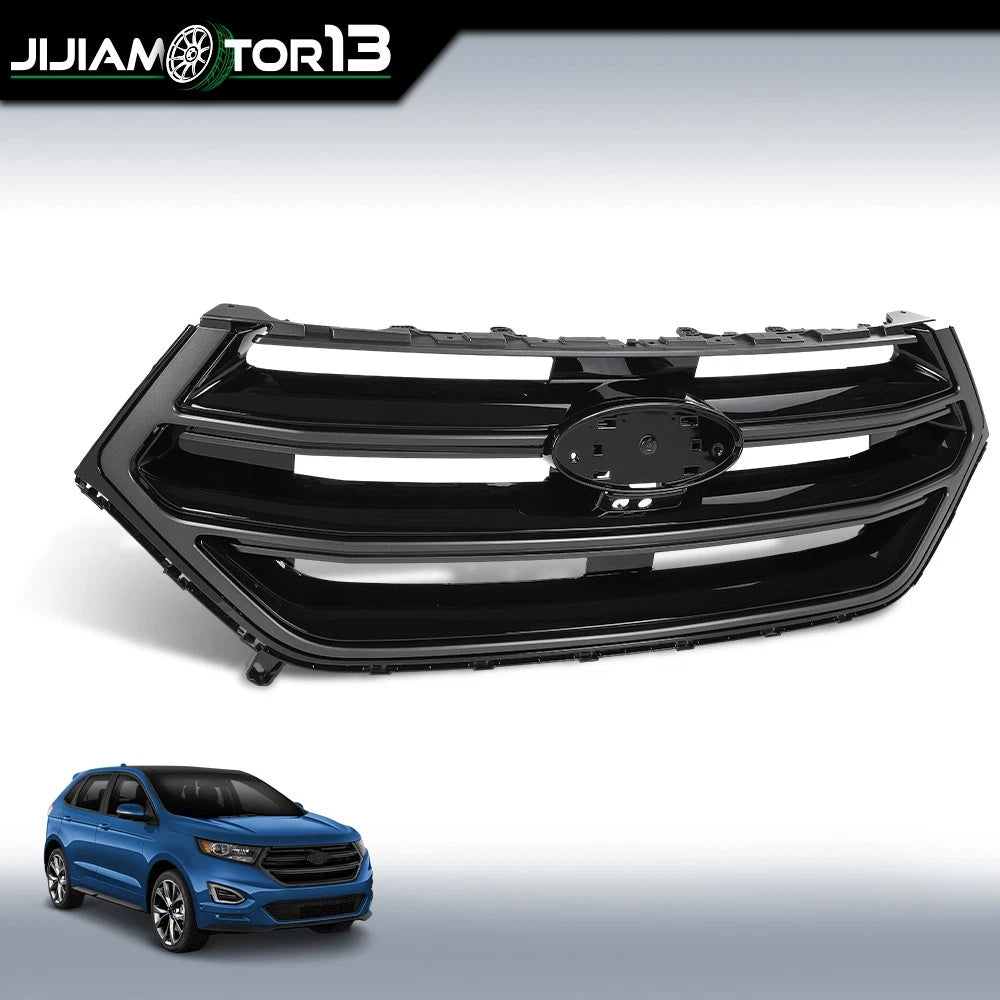 Front Upper Grille for Ford Edge (2015–2018) - Gloss Black, Camera Hole, FO1200562C