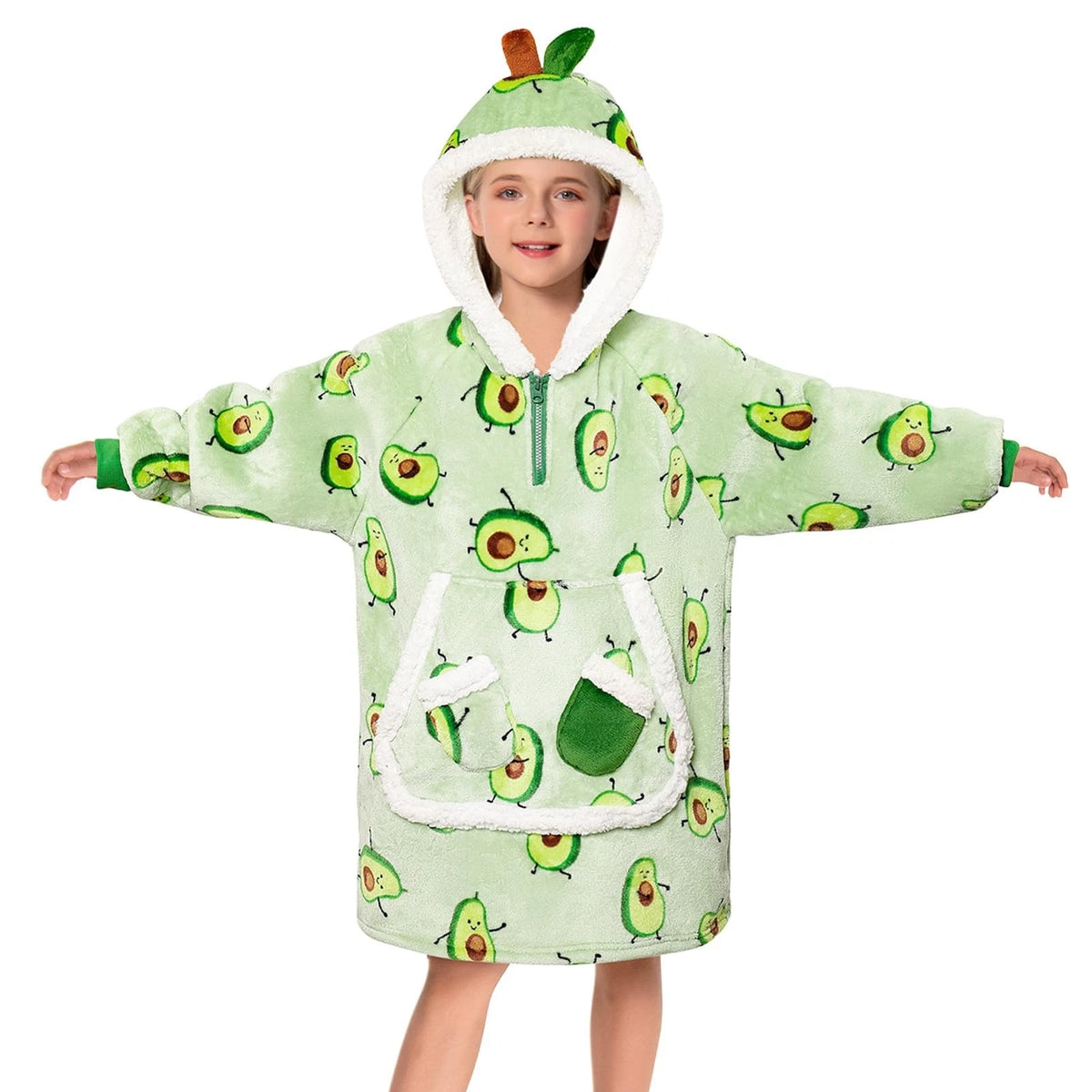 2X Avocado Wearable Blanket Hoodie for Kids, Oversized Animal Design