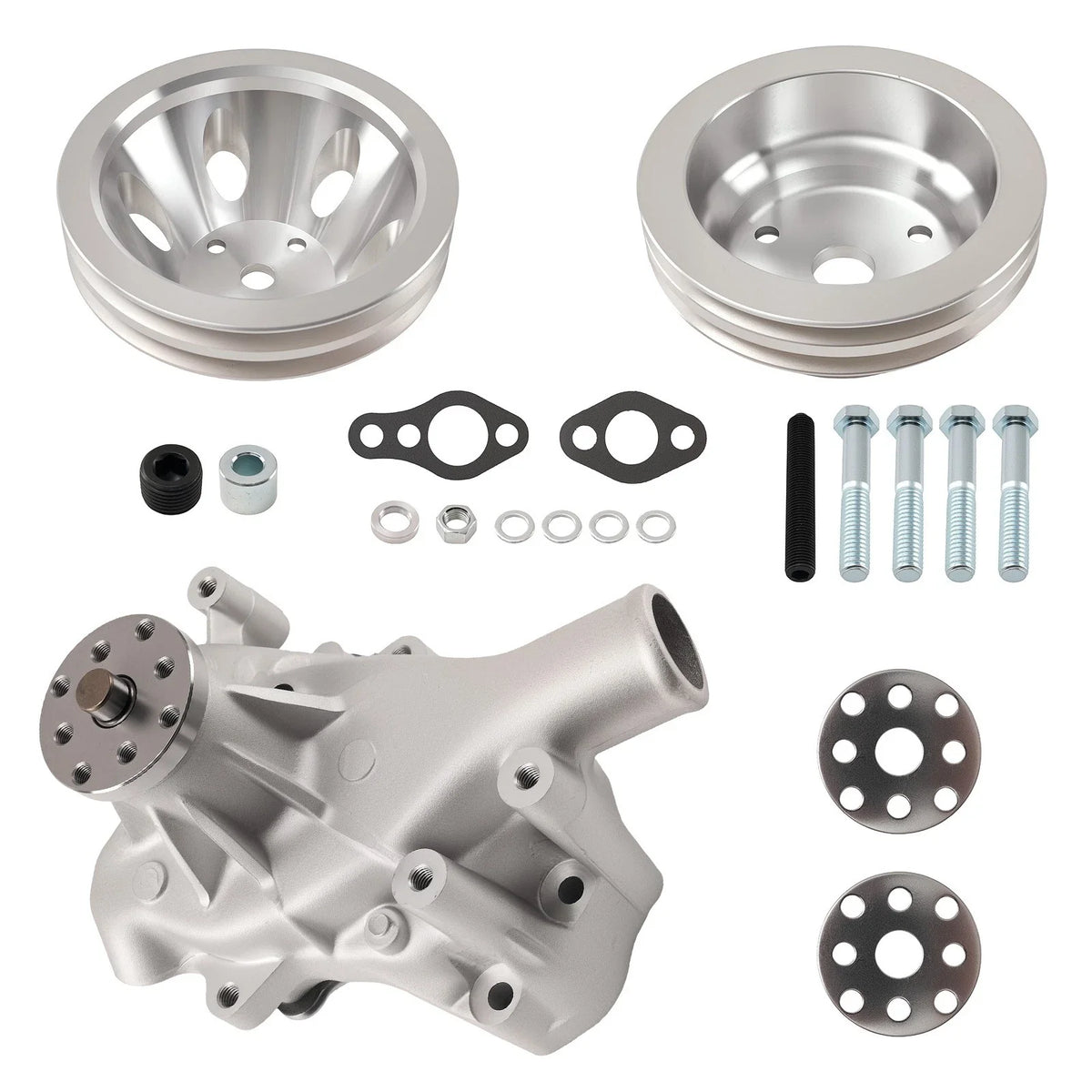 High Volume Water Pump & 2 Groove Pulley for SBC Chevy 305 350 (1976–1995)
