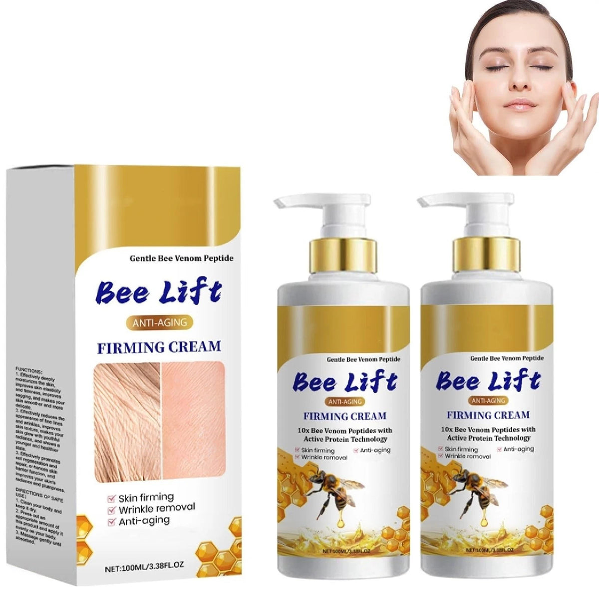 2Pcs Bee Venom Skin Firming Cream for Anti-Aging (No Part Numbers)