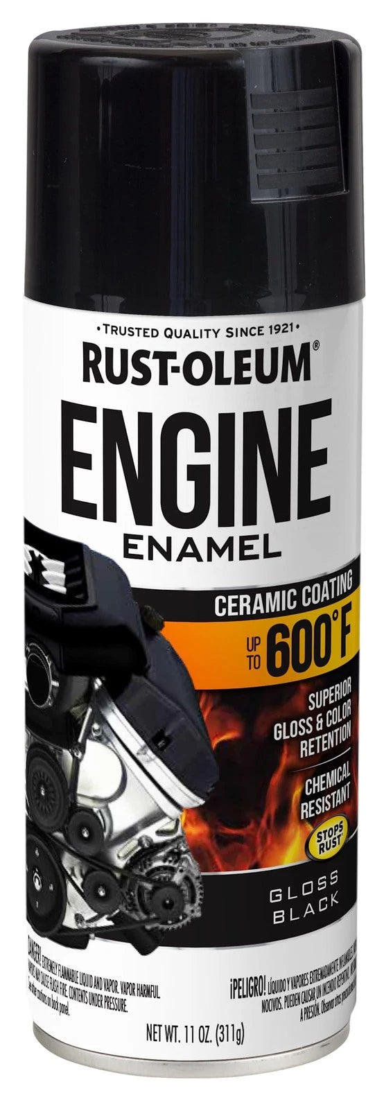 Engine Enamel Spray Paint Gloss Black for Automotive Use (Pack of 1)