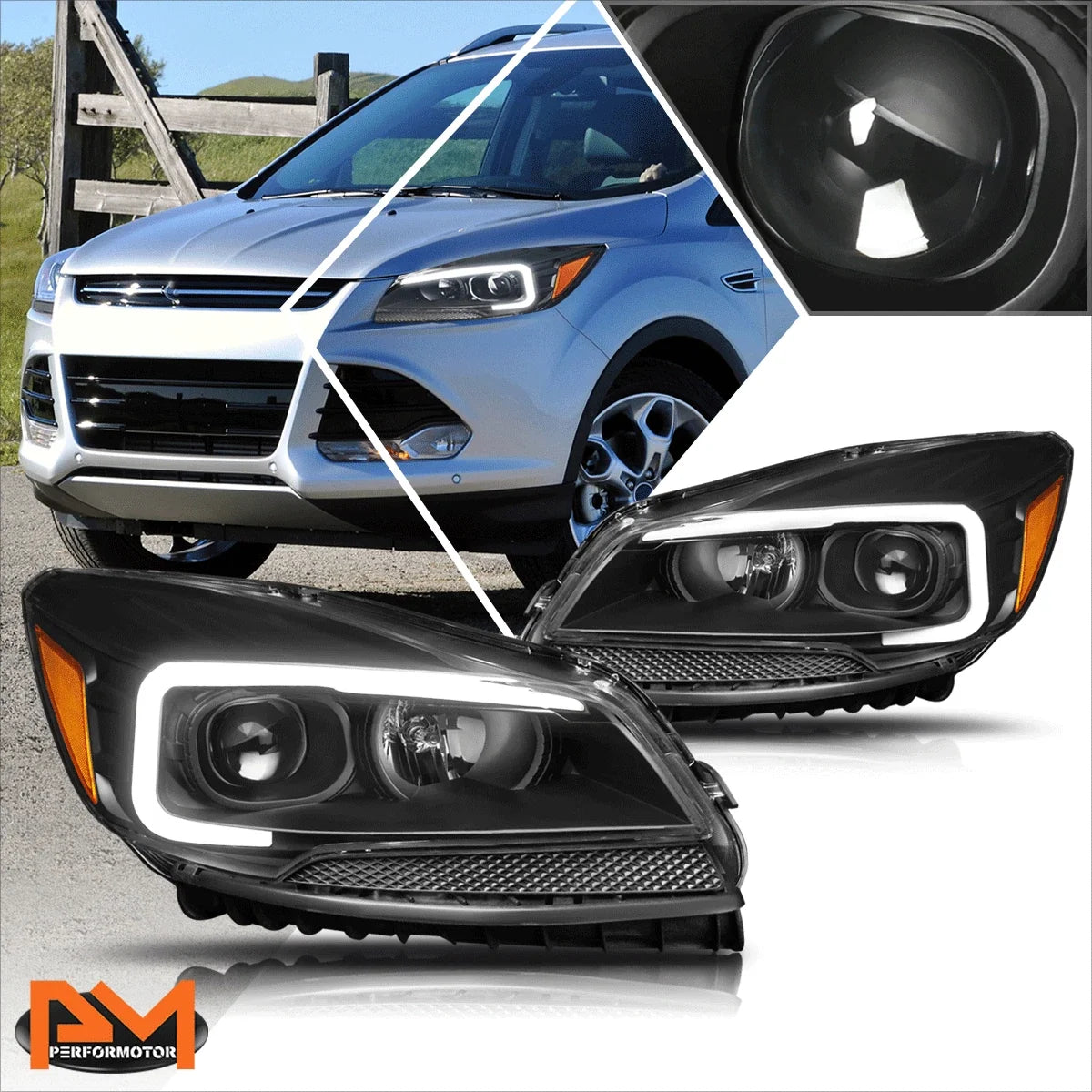 Projector Headlight w/LED DRL for Ford Escape (2013–2016)