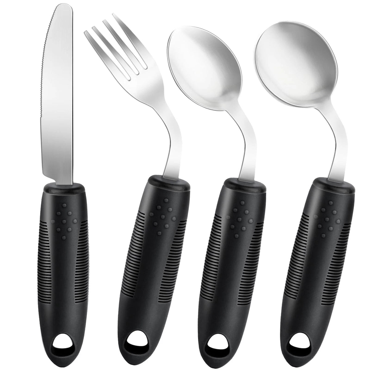 4Pcs Weighted Adaptive Utensils for Parkinson's (45° Angled)