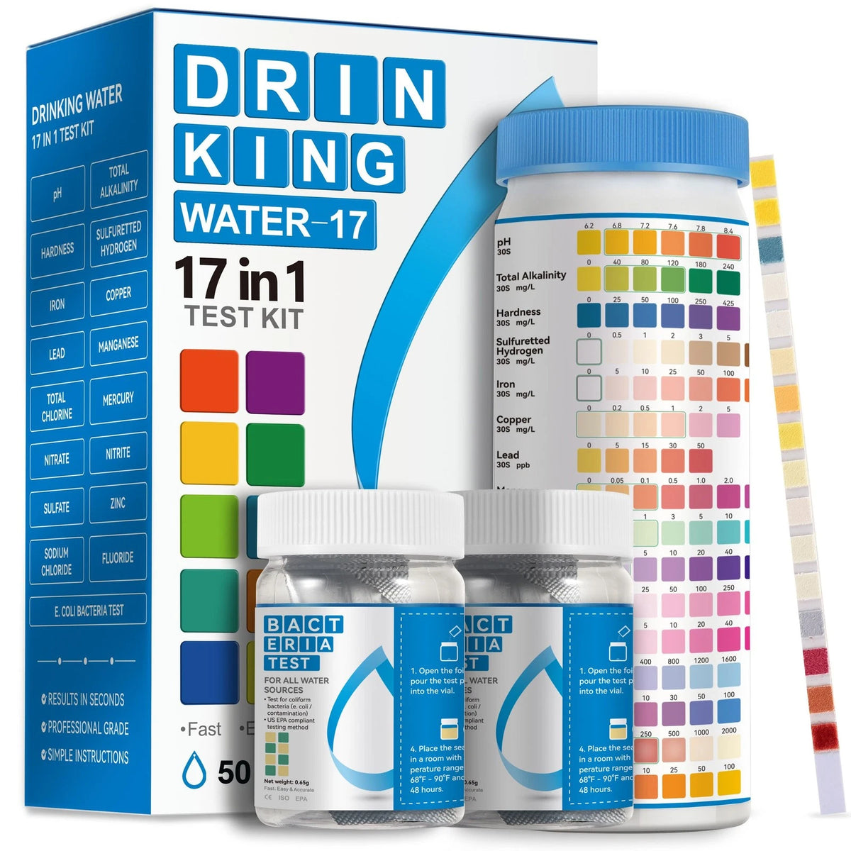 50 Drinking Water Test Strips 17 in 1 for Home Use