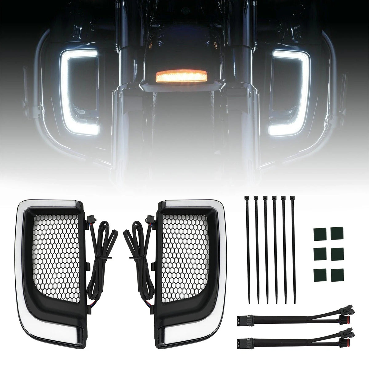 Tracer LED Lower Fairing Grills Lights for Electra FLH/T Road Glide (N/A)