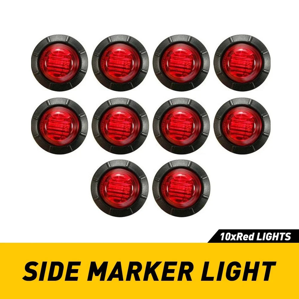 10pcs 3/4" Mini Red 3LED Side Marker Lights for Lorry (12V)