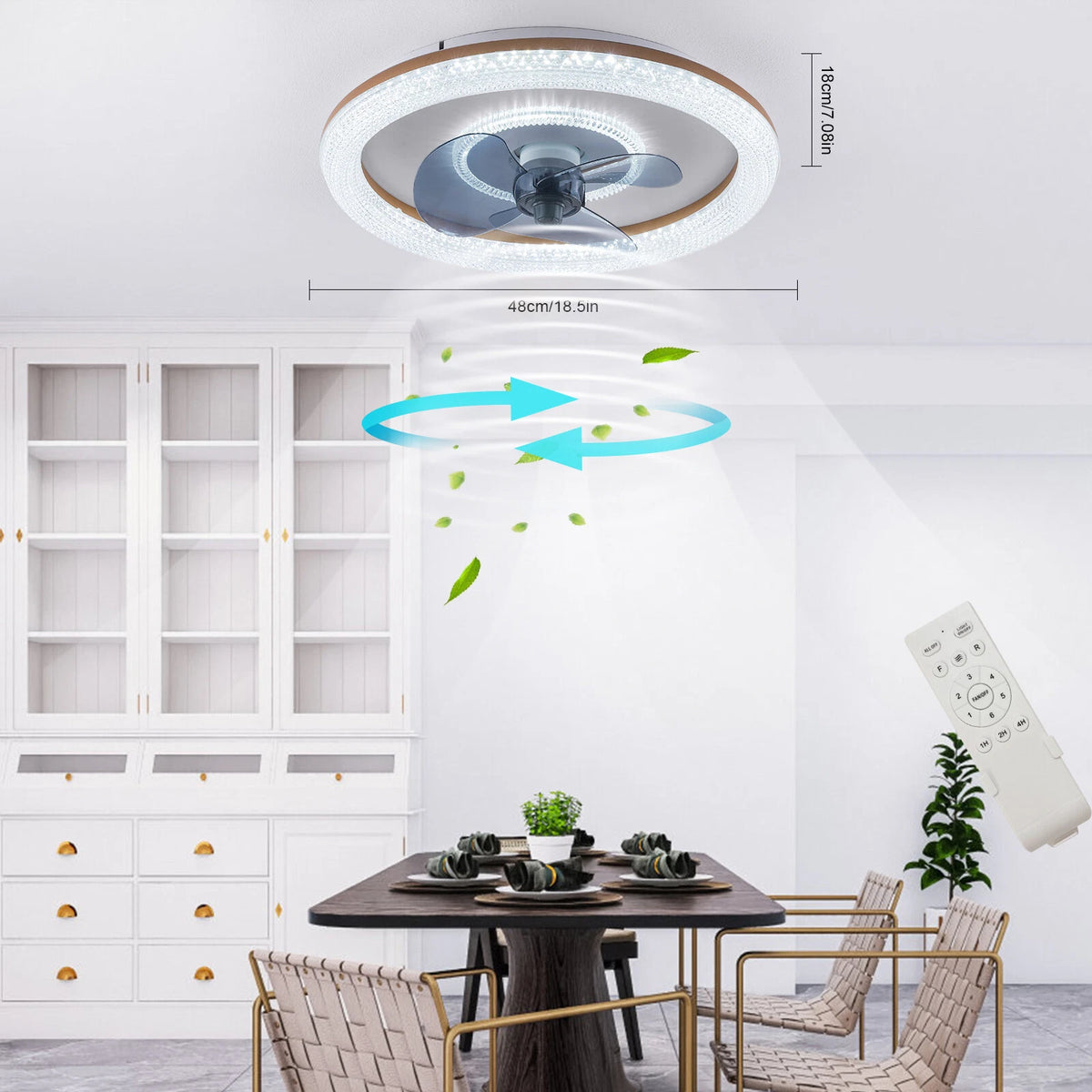 3 Color LED Ceiling Fan Light Chandelier with Remote Control