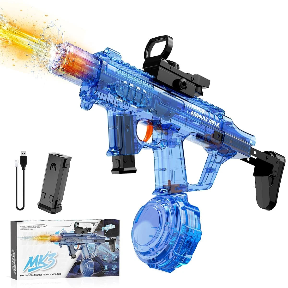 Electric Water Gun with LED Light-Up for Kids and Adults