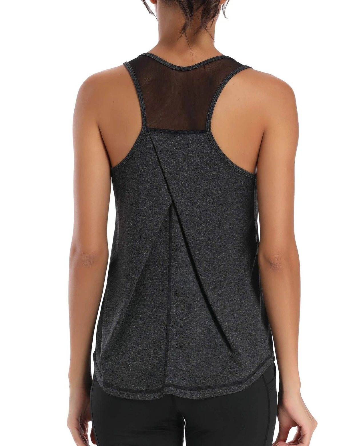 Set of 2 Racerback Workout Tanks for Women - Black Mesh