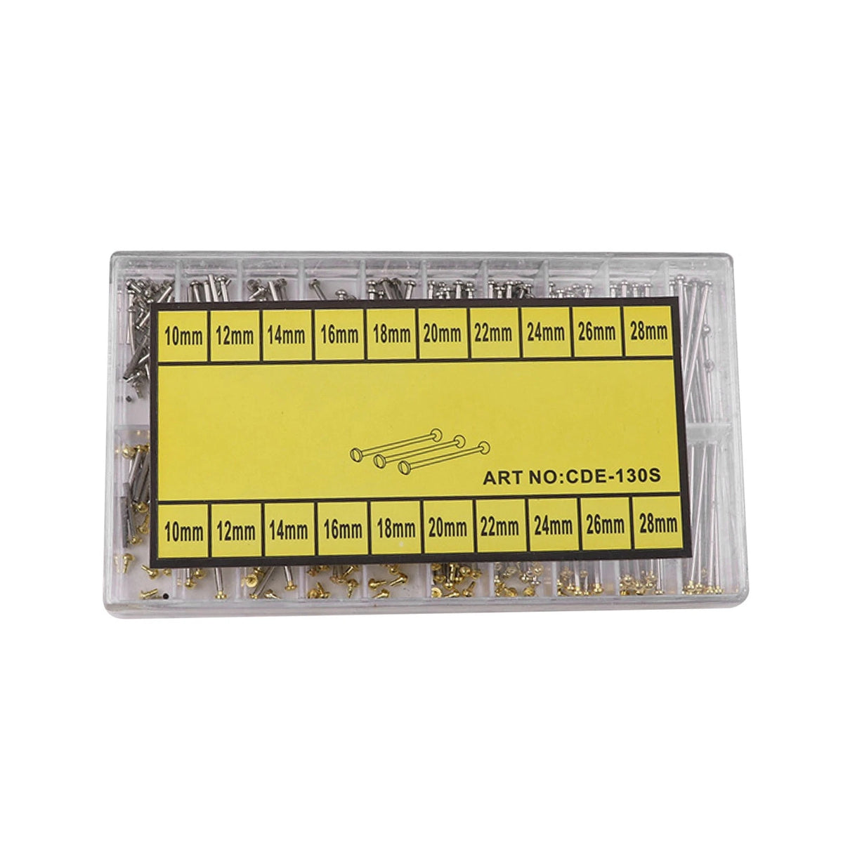 200pcs Spring Bar Assortment for Watch Bands (10-28mm, 1.3mm Diameter)