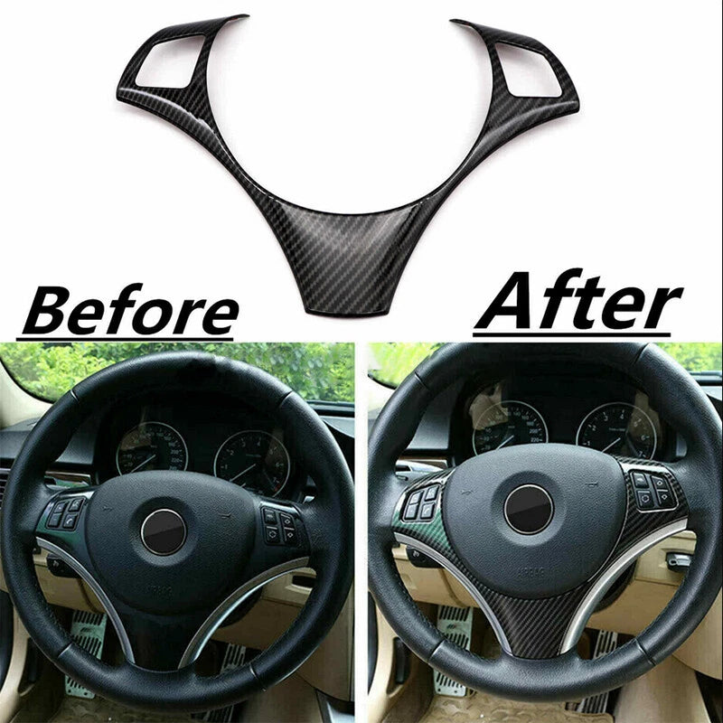 Carbon Fiber Style Steering Wheel Cover Trim for BMW E90 E92 E93 (2005–2012)