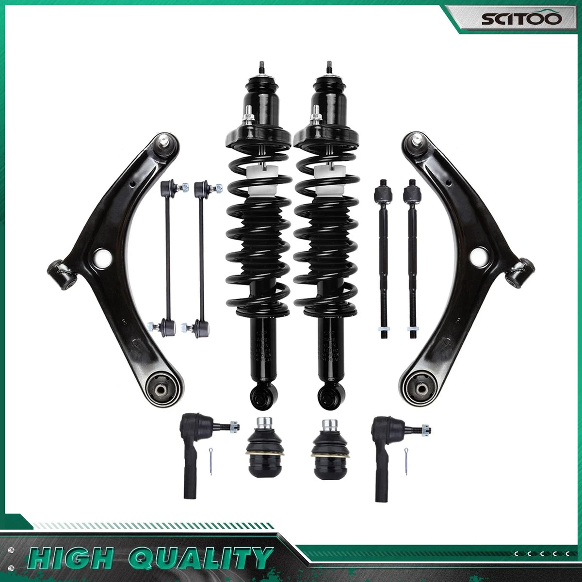 Set of 2 Rear Strut Assembly & Front Sway Bars for Jeep Patriot Compass (2007–2016)