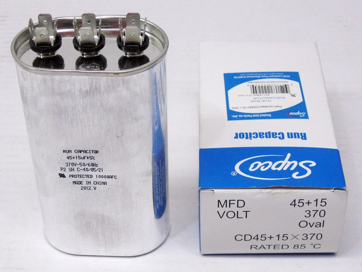 Capacitor for HVAC Oval Motor (45 + 15 MFD/UF, 370 Volts)