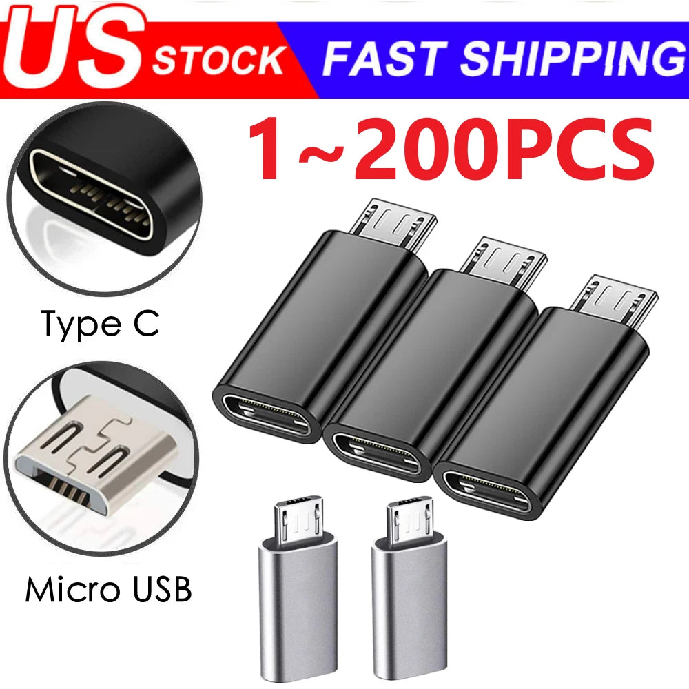 2X Type C Female to Micro USB Male Port Converter Adapter