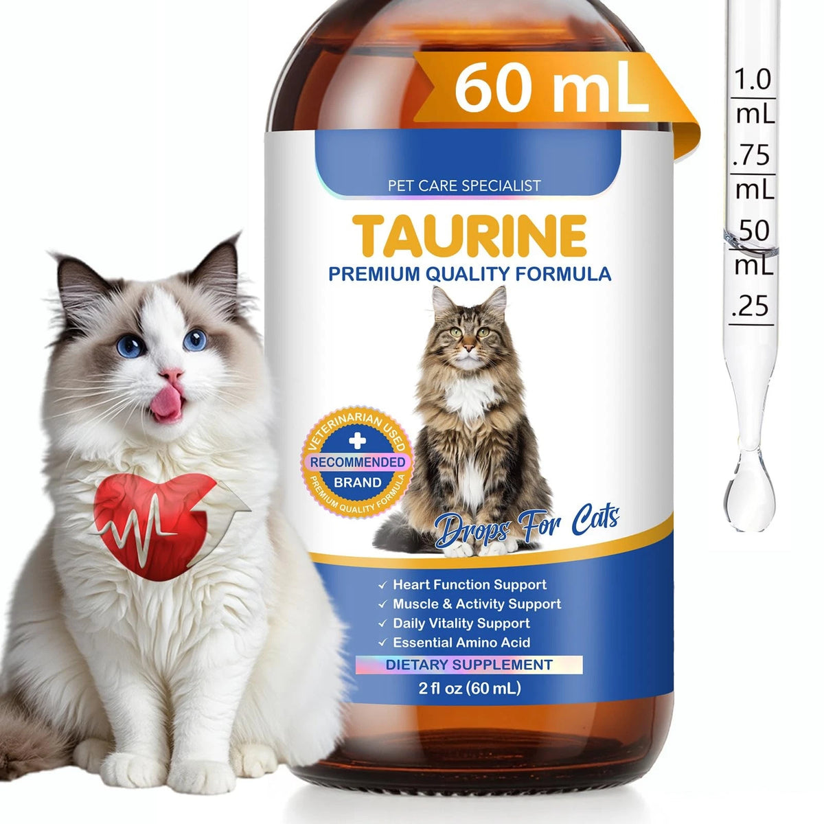 Taurine Supplement for Cats Liquid Drops (Supports Heart)