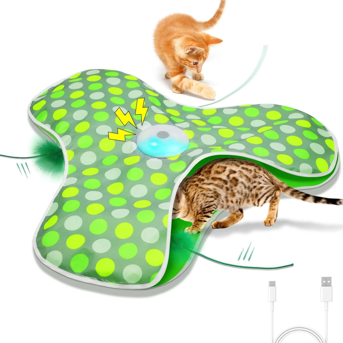 Interactive Cat Toy for Medium Cats - Rechargeable Moving Concealed Green