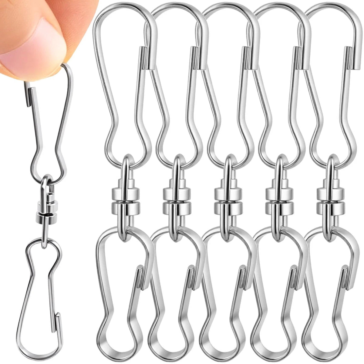 6 Pcs Silver Swivel Hook for Wind Chime Parts (360 Smooth Spinning)
