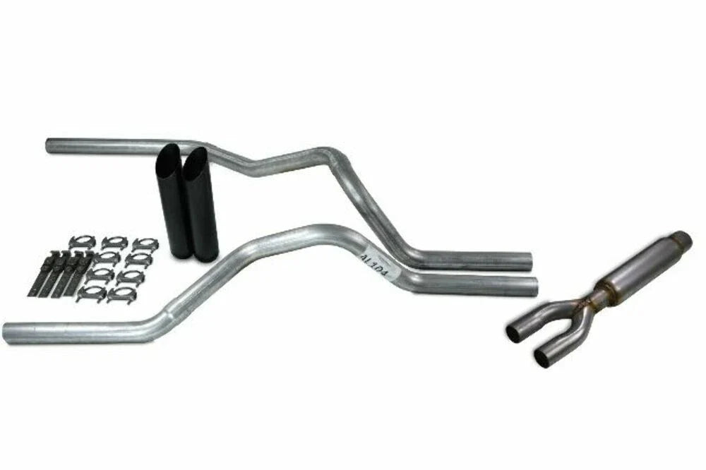 2.5" Dual Exhaust Kit for Chevy GMC 1500 Truck (2019–2025) - Glasspack, Black Tip