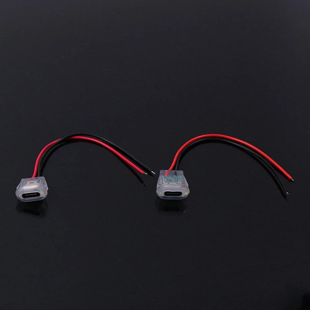 2X Waterproof 2pin Type C Charging Socket with LED Light for