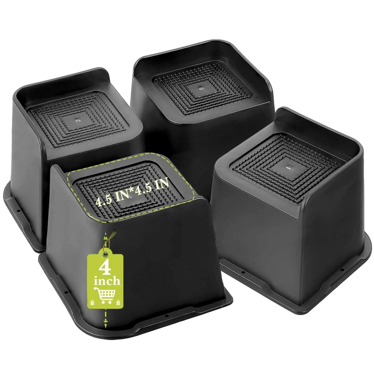 Bed Risers Set of 4 for Universal Use (2 inch, 3 inch, 4 inch, 6 inch, 8 inch)