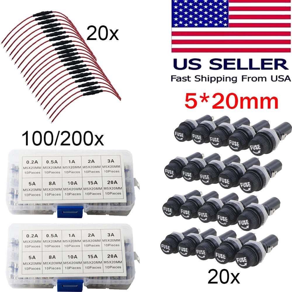 5x20mm Quick Blow Glass Tube Fuses Assorted Kit