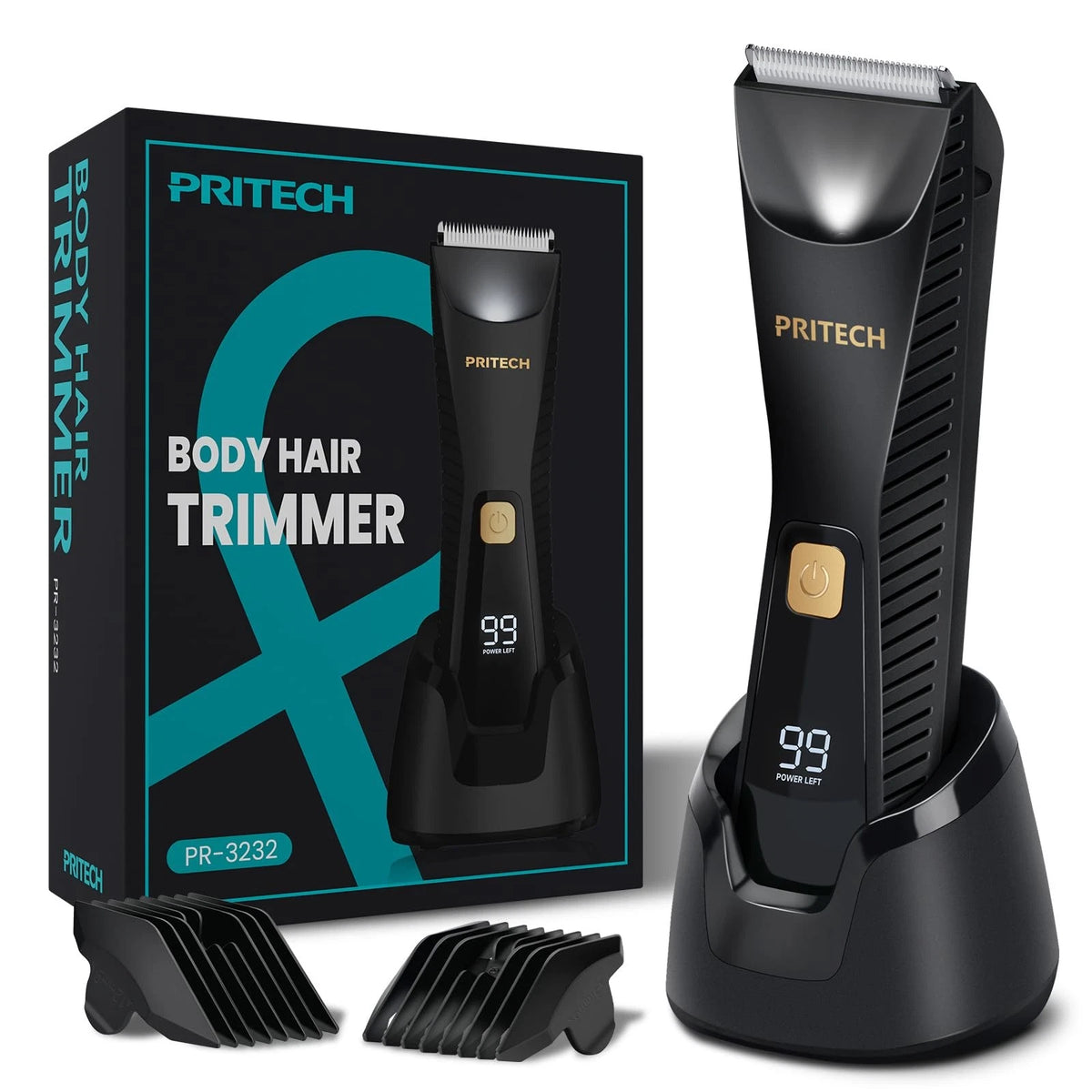 Body Hair Trimmer for Manscape (Waterproof, Black)