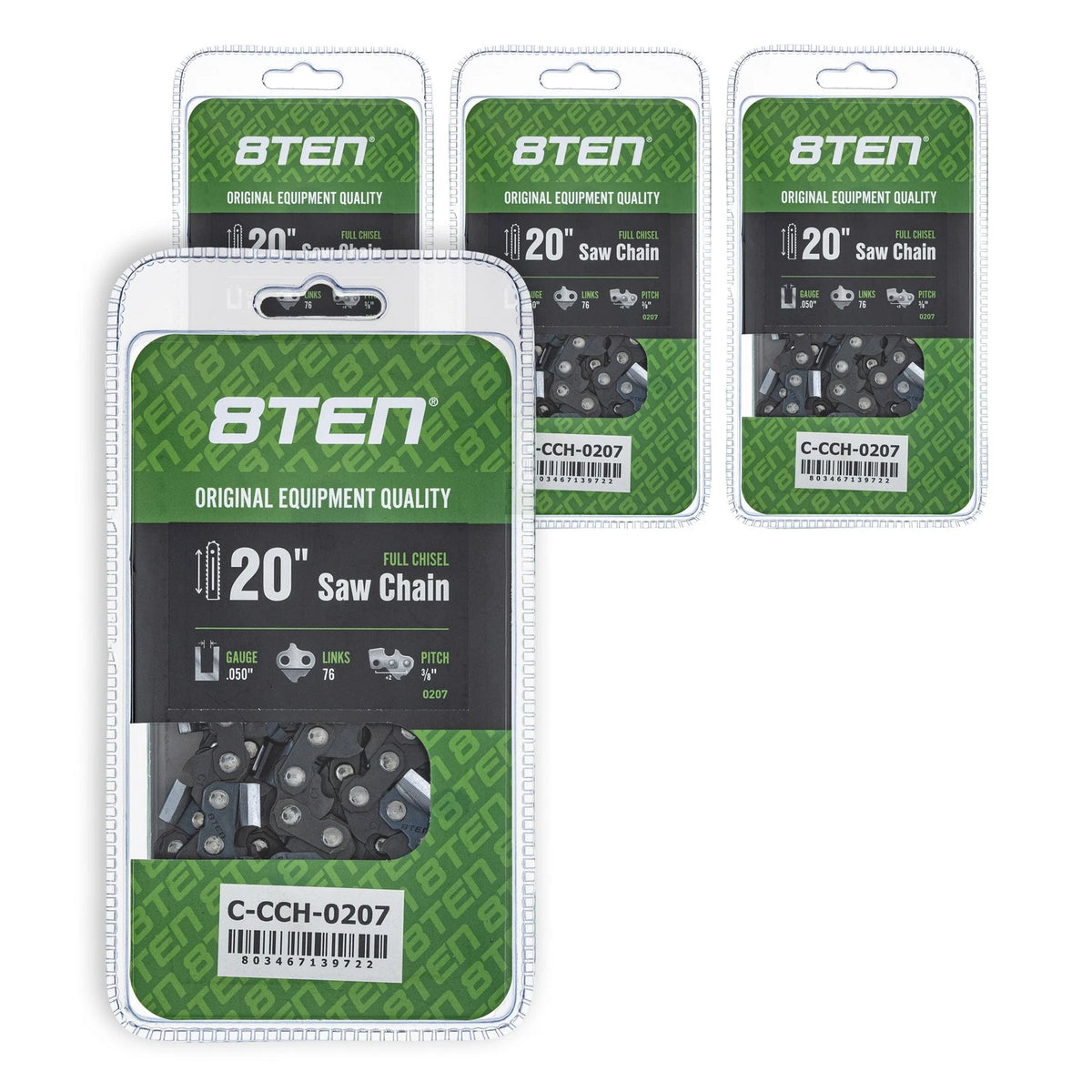 Set of 4 Full Chisel Chainsaw Chains for 20 Inch (20LPX076G)