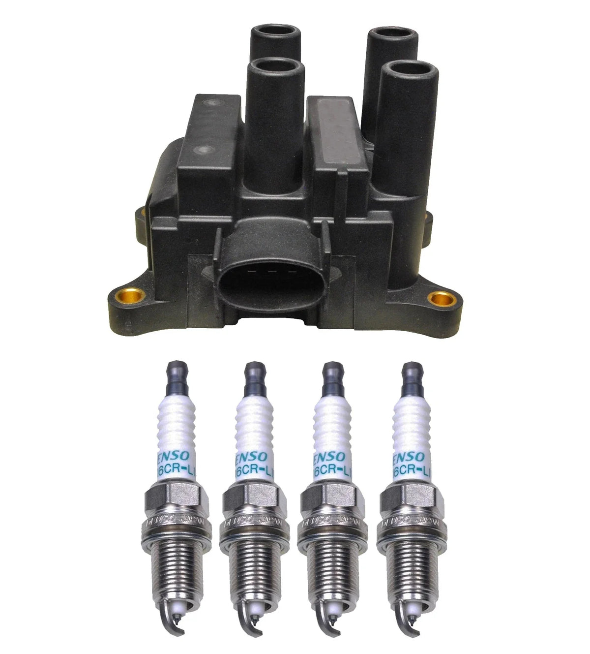 Denso Ignition Coil & 4 Iridium Spark Plugs Kit for Mazda 2.0 L4