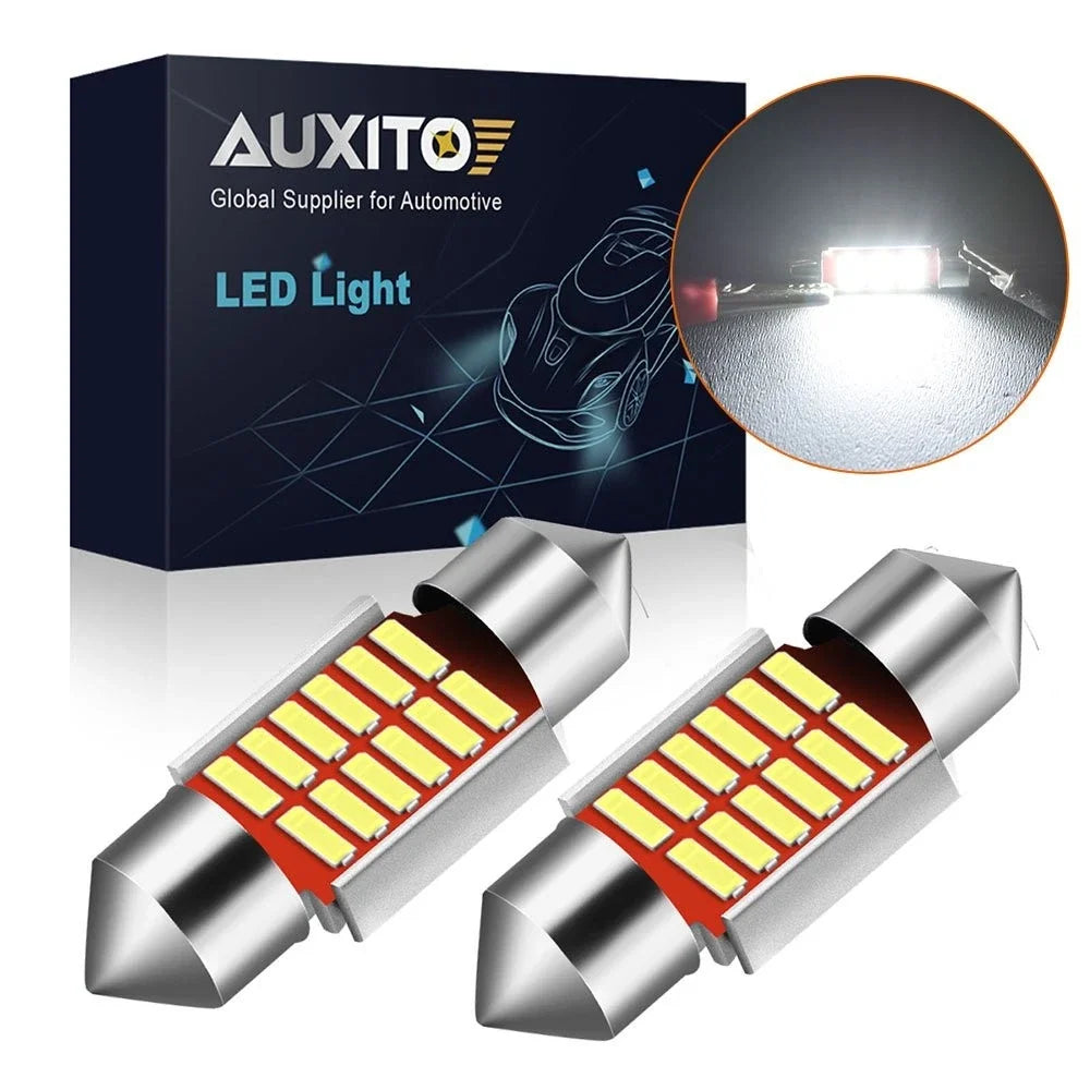2X LED Festoon Dome/Map/Trunk Light Bulbs for AUXITO 31MM DE3175 Bright White