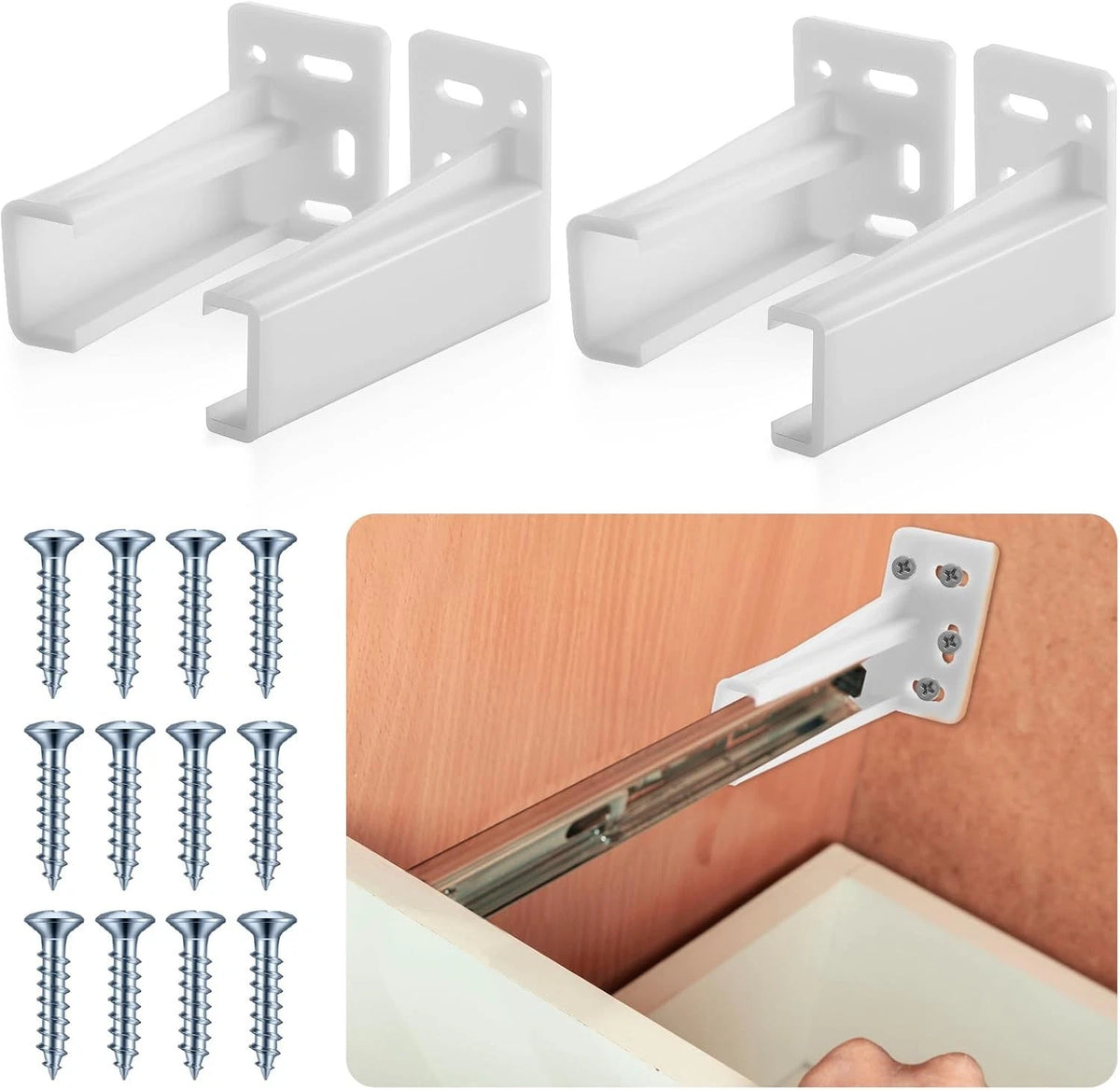 2 Pair Rear Drawer Track Socket Back Plates for Universal Applications