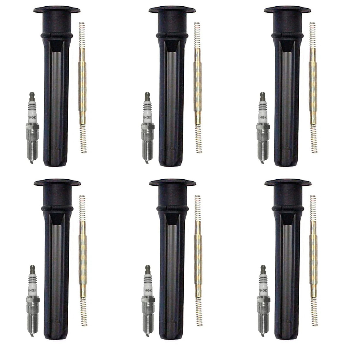 NGK 6 Iridium IX Spark Plugs & Denso Coil Boots for Sebring Stratus (1995–2006)