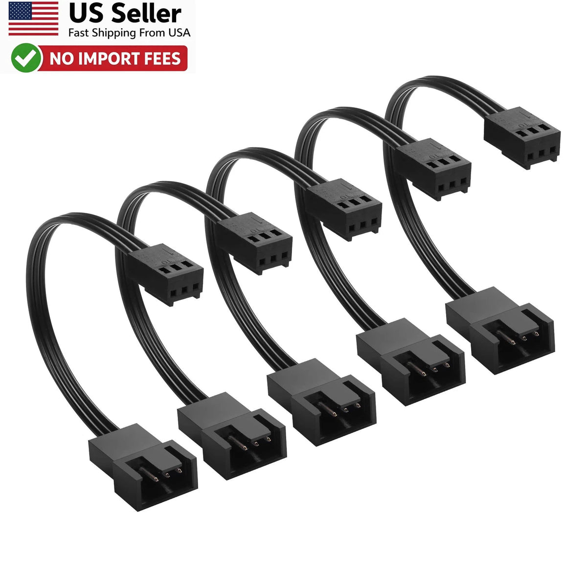 5 Pack 4 Pin PWM to 3 Pin Fan Adapter Cable for Desktop PC Cooling