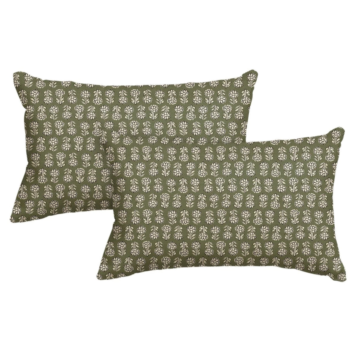 Pack of 2 Vintage Floral Boho Throws 20" x 12" - Sage Green