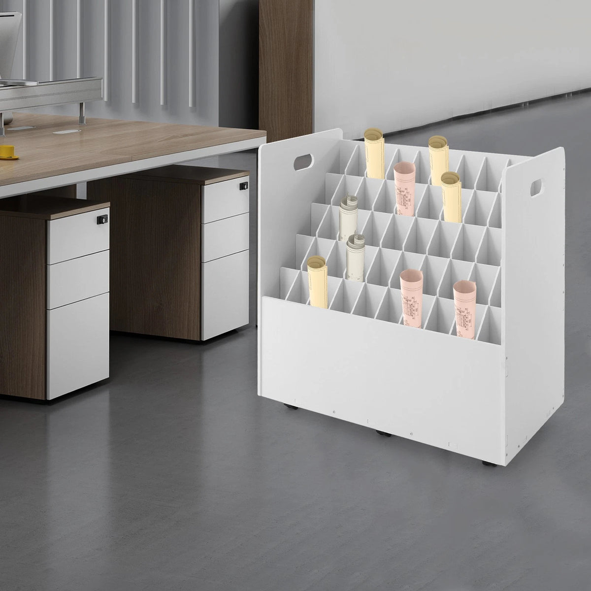 50-slot Blueprint Organizer for Roll File Storage Cart