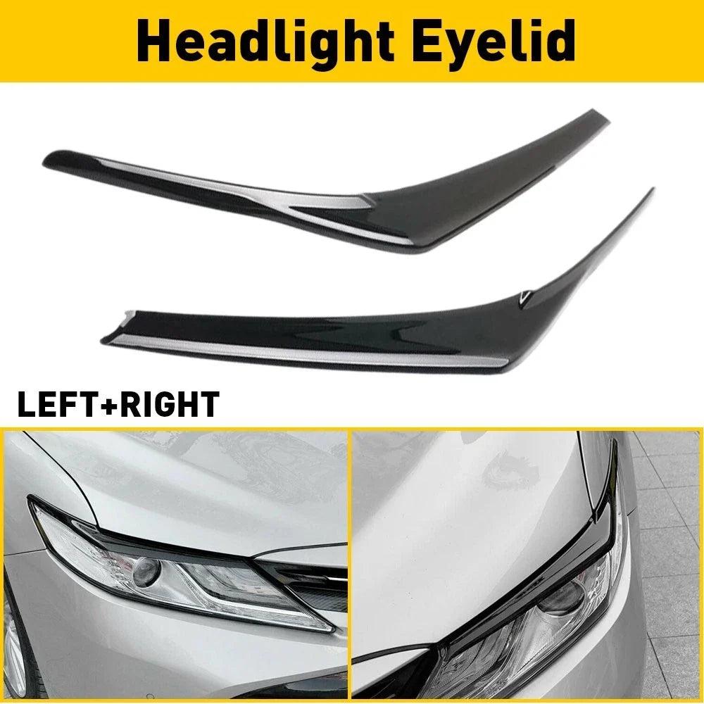 Glossy Black Headlight Eyelid Cover for Toyota Camry SE XSE (2018–2022)