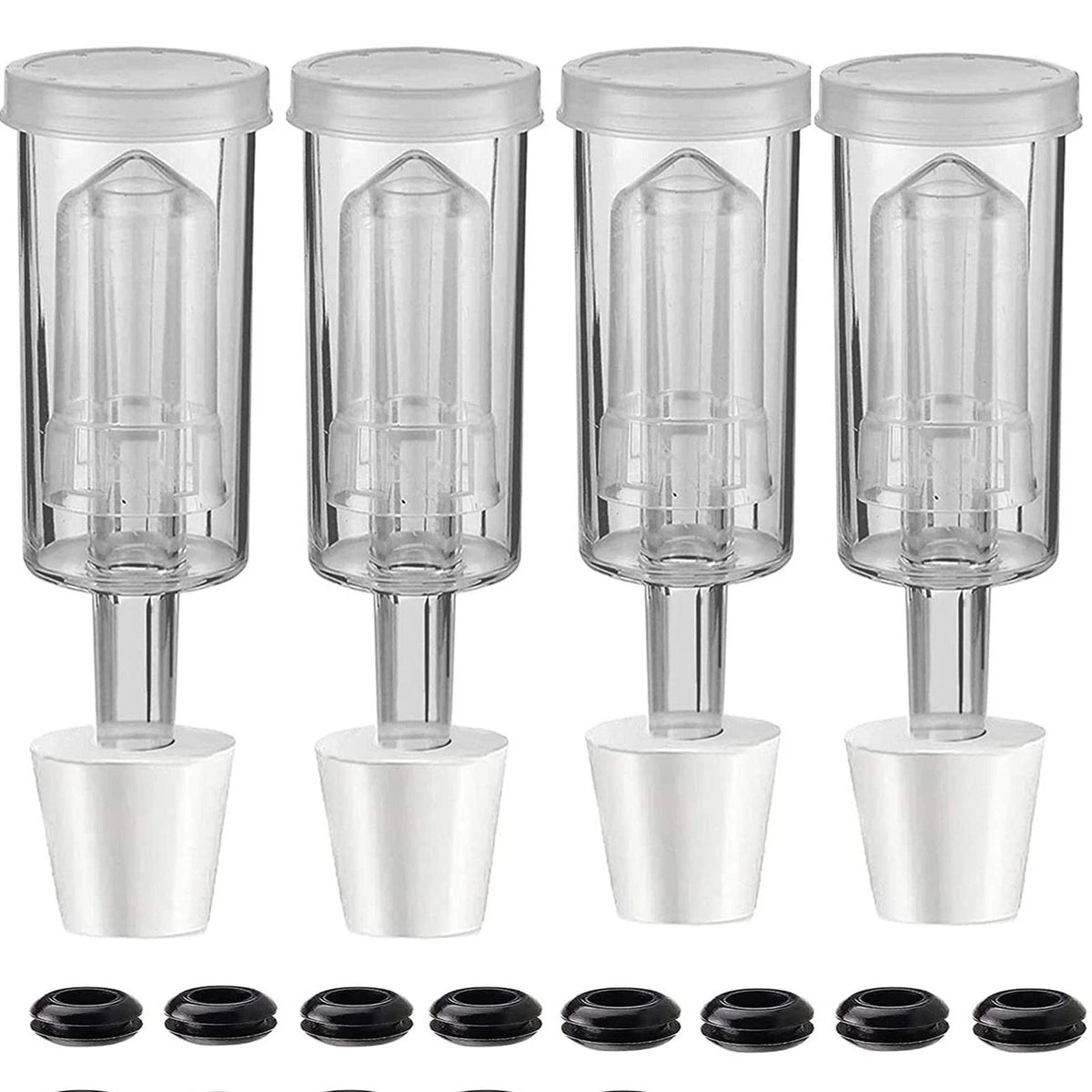 3-Piece Airlock 4 Pack with #6 Stopper and Grommets for Home Brewing