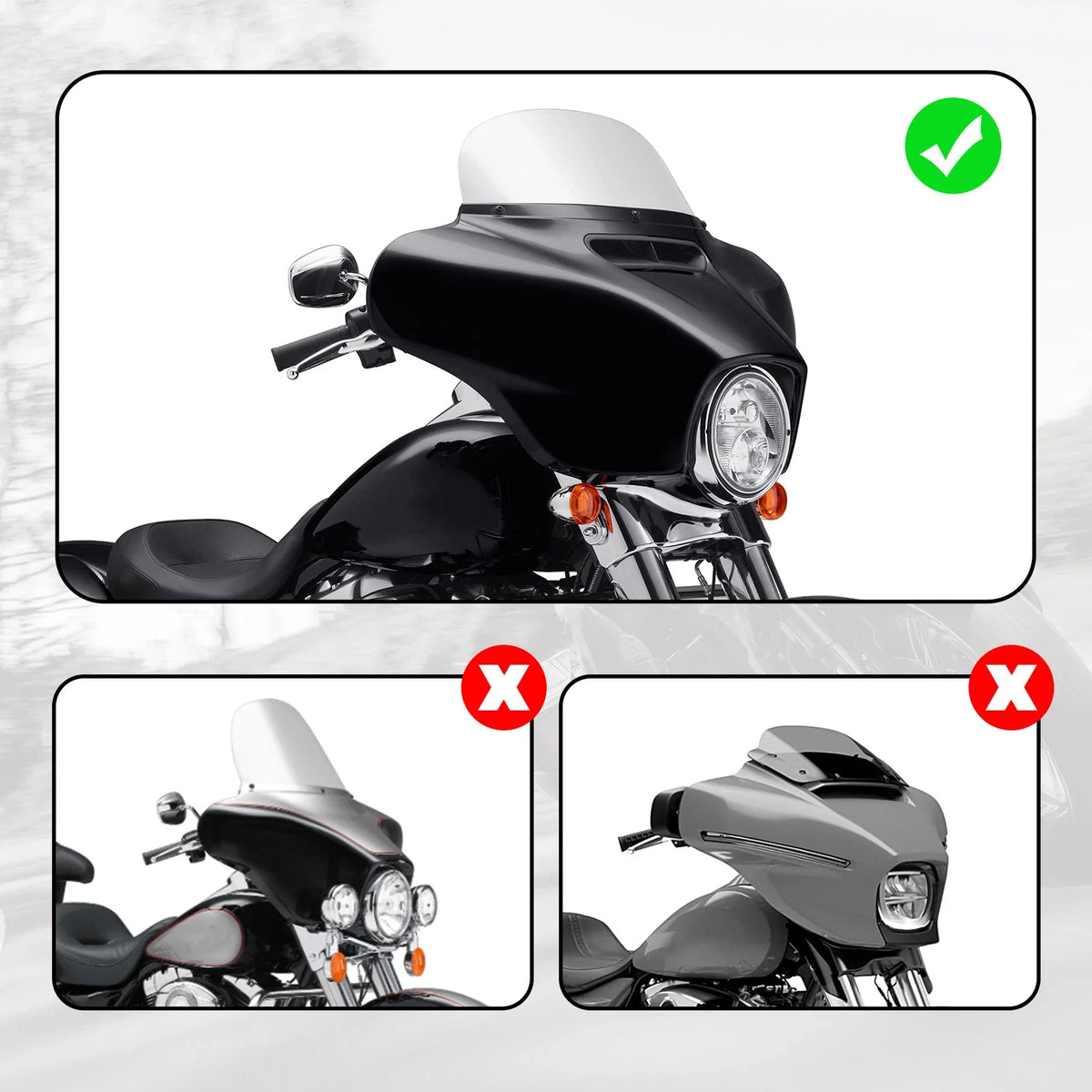 Black Outer Fairing & Vent Accent for Harley Touring Electra Street Glide (2014–2023)
