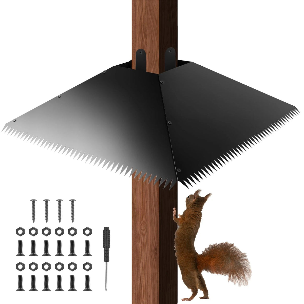 17 Inch Metal Squirrel Baffle for 4x4 Post, Black Guard