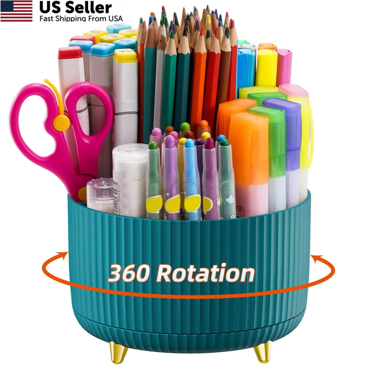 360-Degree Rotating Pen Holder for Desk Organizer (Green)