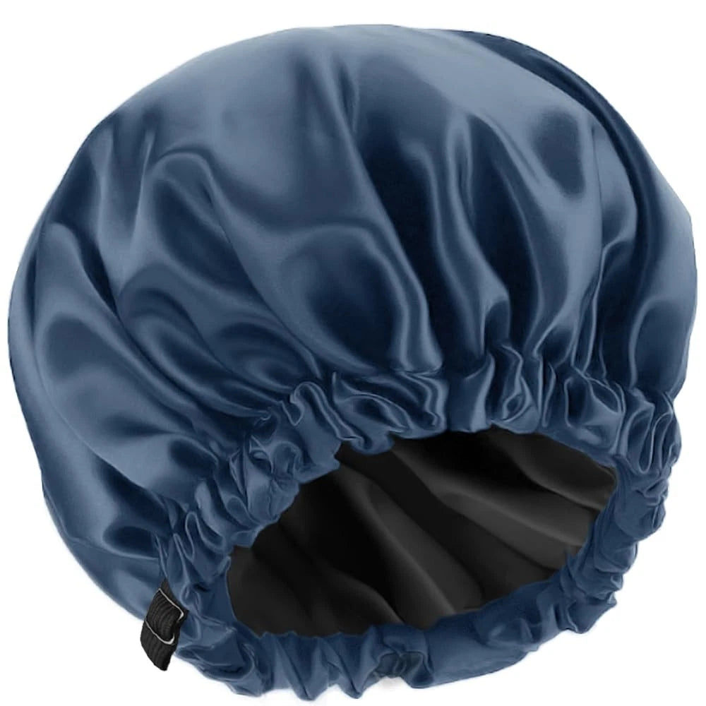 Satin Lined Shower Cap for Amamba (13.5 x 0.55 Inch) - Navy Blue