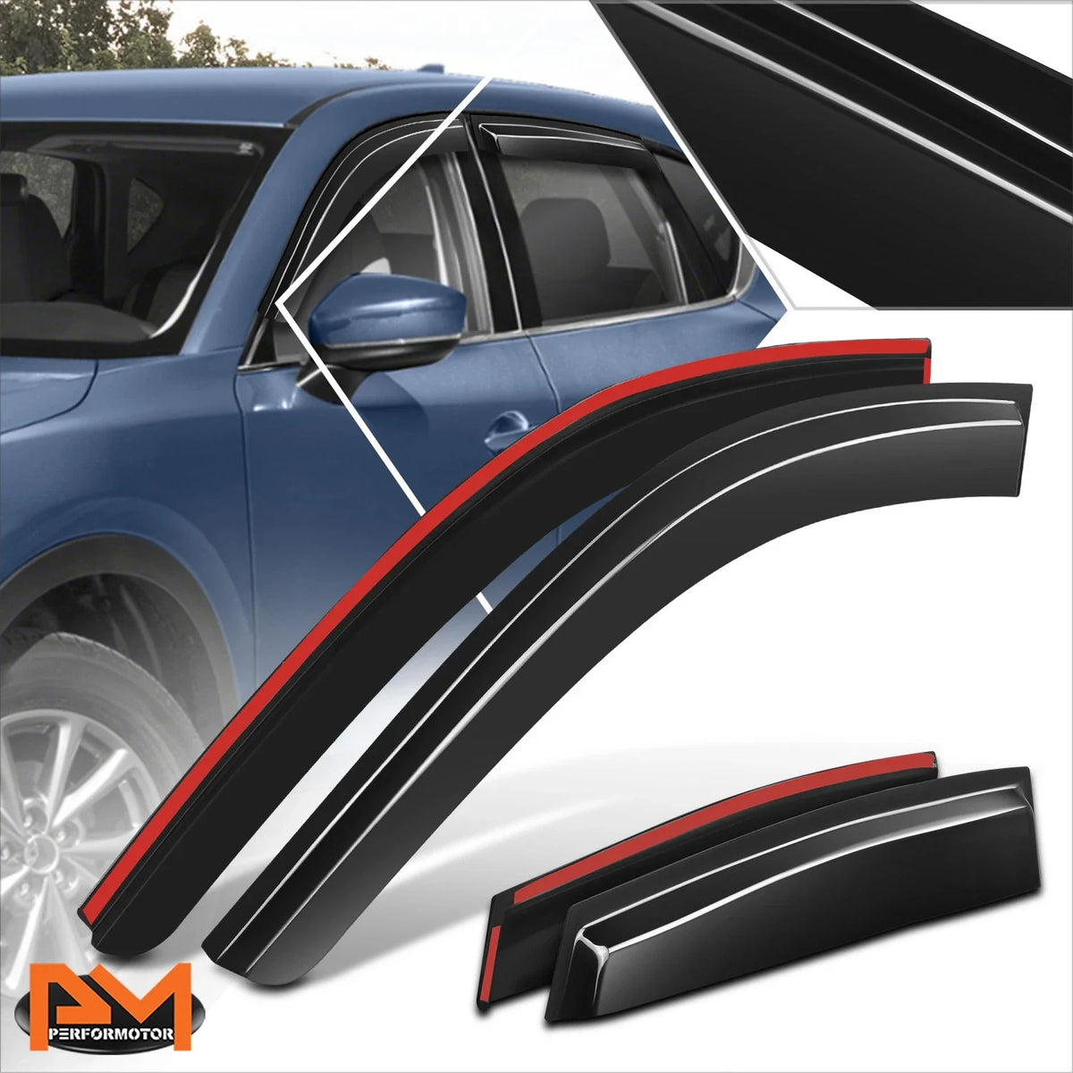 Set of 4 Tape-on Side Window Visors for Mazda CX-5 (2017–2024)