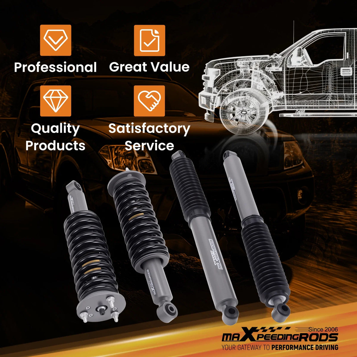 2.5" Lift Kit for Nissan Frontier 4WD (2005–2024) w/Dust Cover