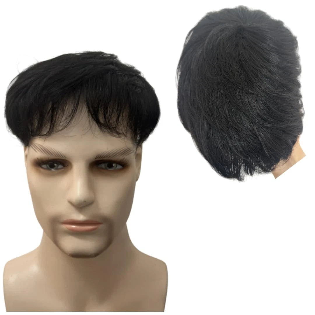 Toupee for Men & Women 18x20cm Large Short Natural Black